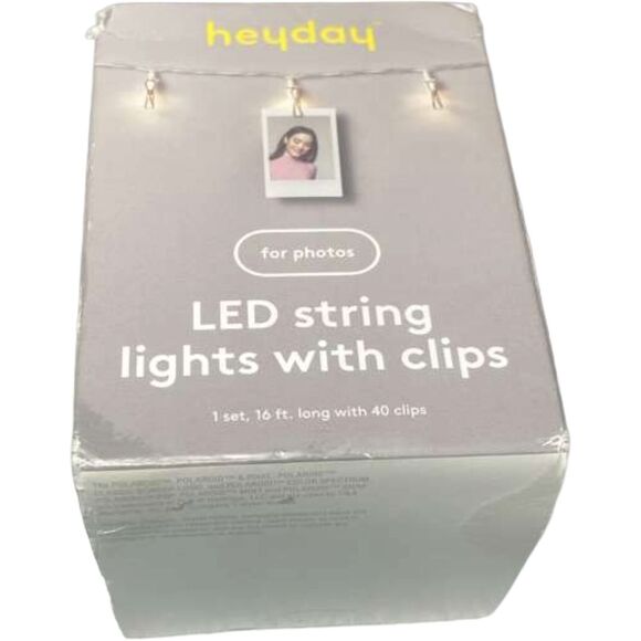 Heyday LED String Lights w/ Photo Clips Warm Glow 10ft 3xAA Battery New Box Wear - Picture 2 of 9
